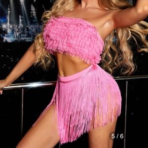 Pink Fringe Two-Piece Set